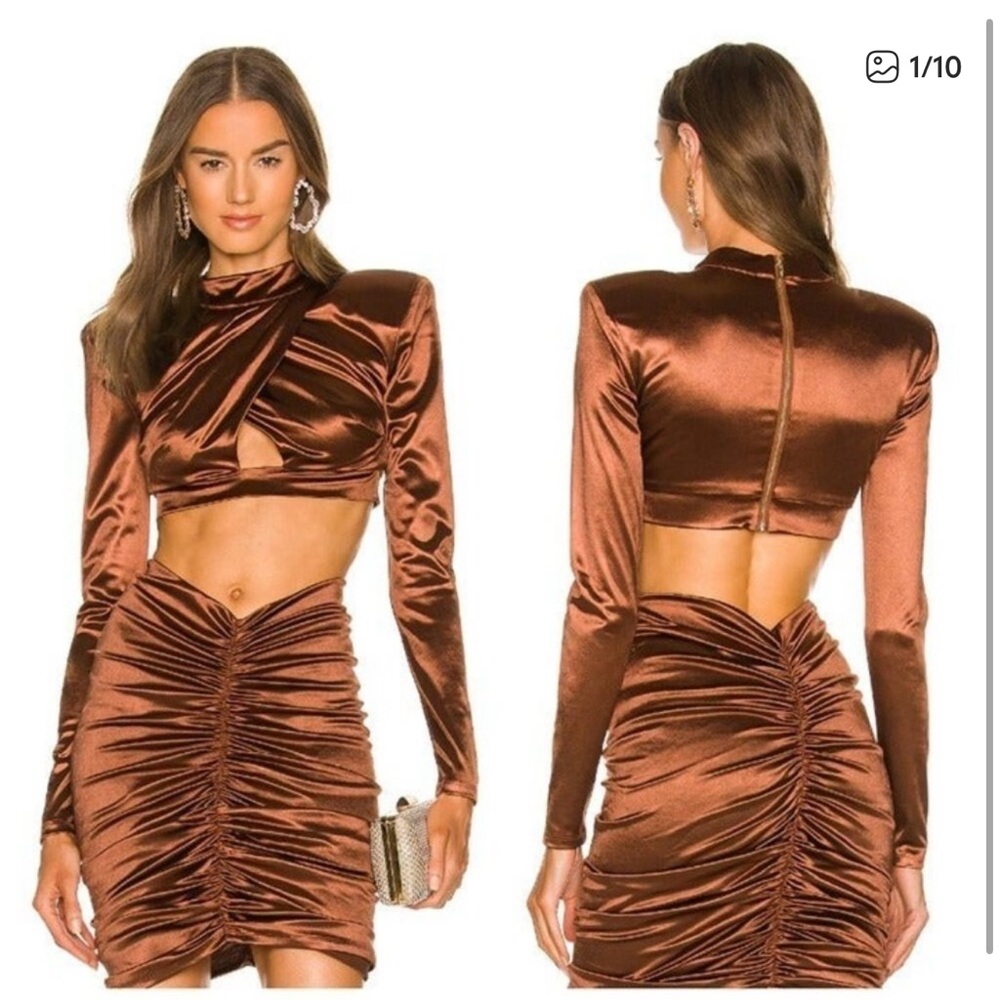Michael Costello X Revolve Crosby Mini Skirt in Brown